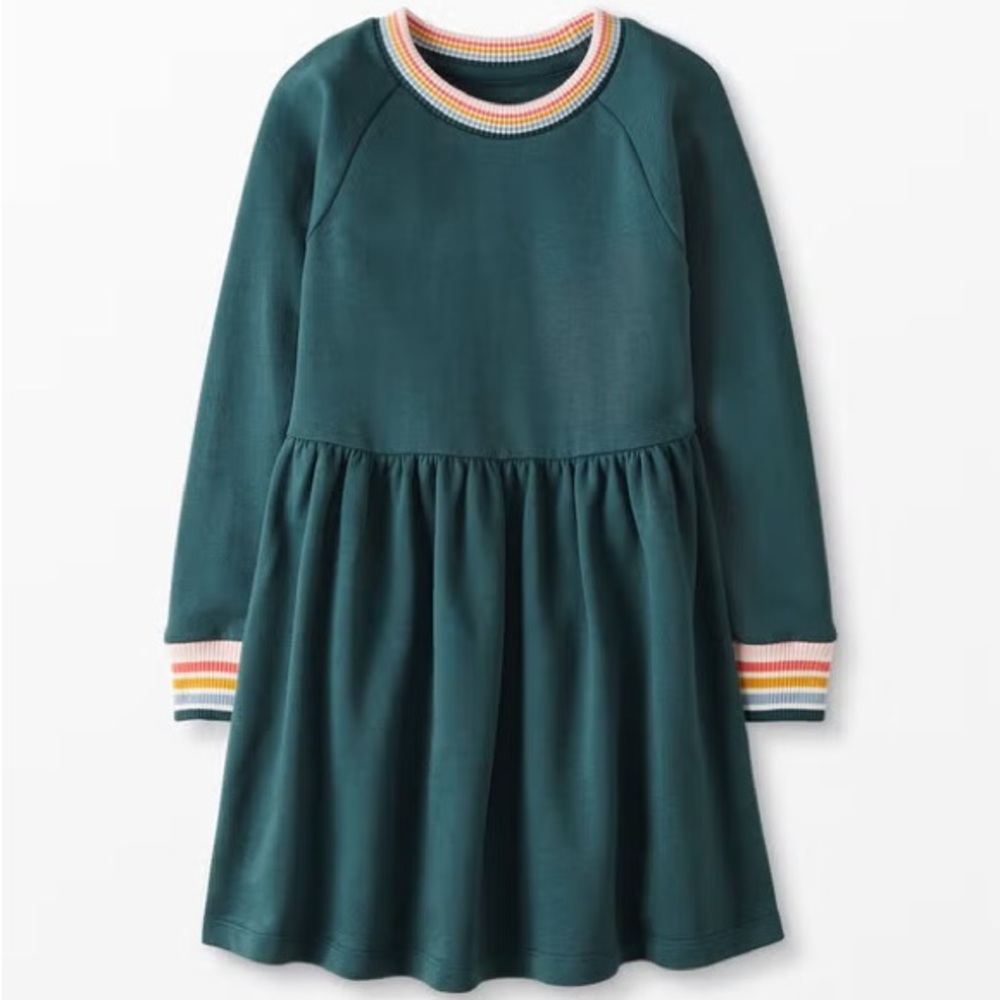 HANNA ANDERSSON VGUC Thick Cozy Sweatshirt Dress w/ Colorful Striped Detailing